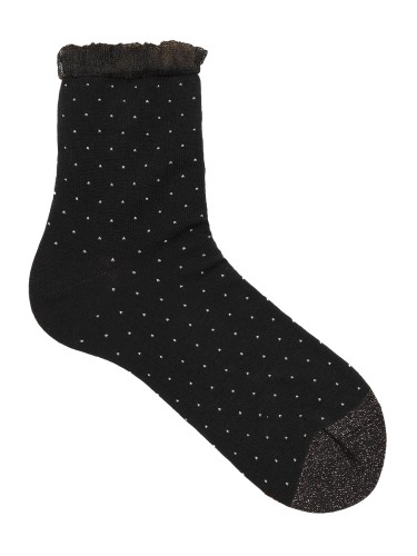 Damen-Kurzsocken mit Fantasiemuster und warmem Baumwollbund - Hergestellt in Italien