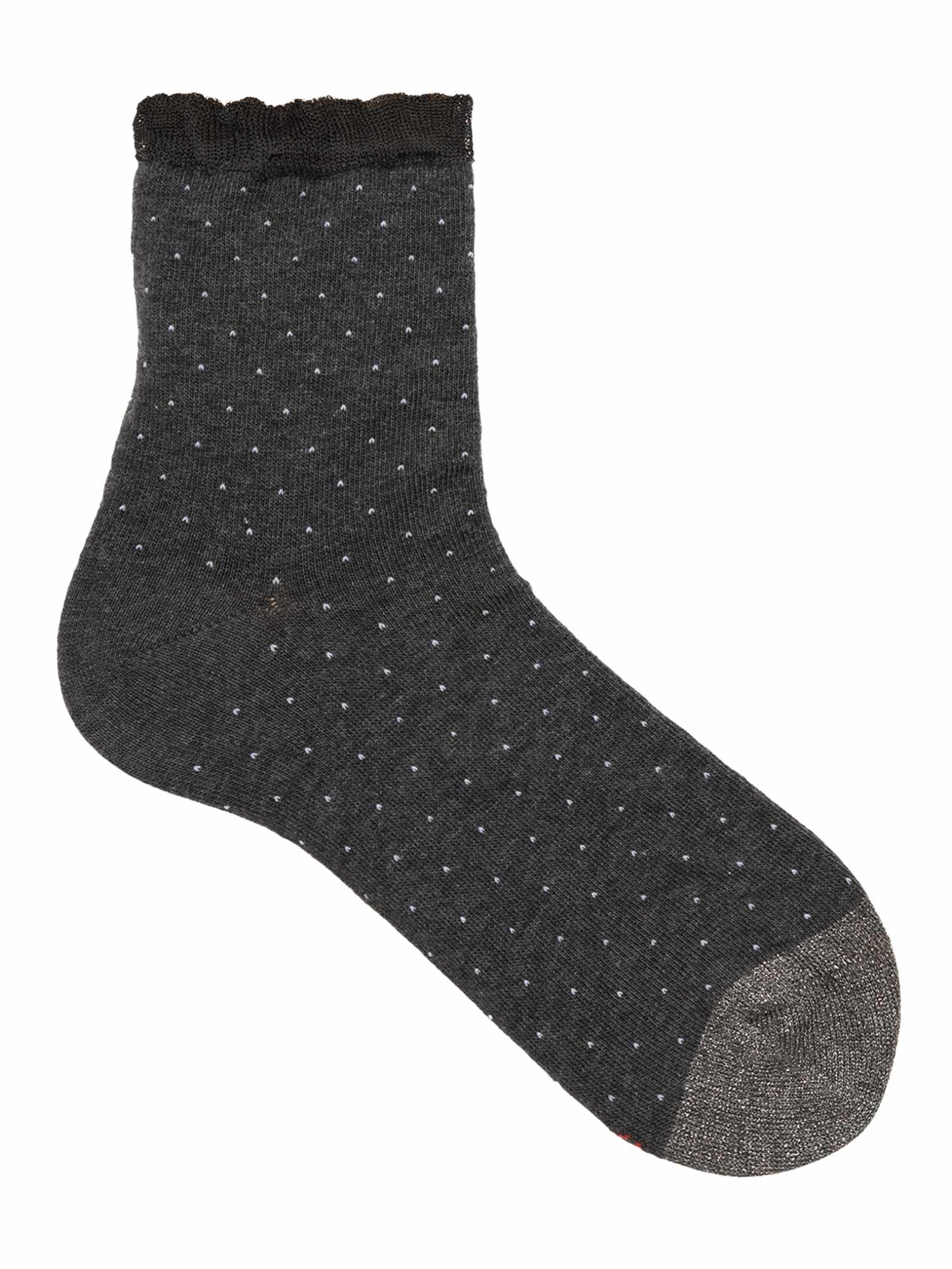 Damen-Kurzsocken mit Fantasiemuster und warmem Baumwollbund - Hergestellt in Italien