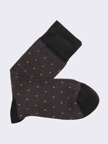 Men's Long Socks with Polka Dot Pattern in Warm Cotton - Made in Italy