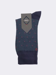 Men's Long Socks with Polka Dot Pattern in Warm Cotton - Made in Italy