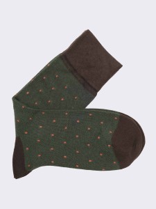 Men's Long Socks with Polka Dot Pattern in Warm Cotton - Made in Italy