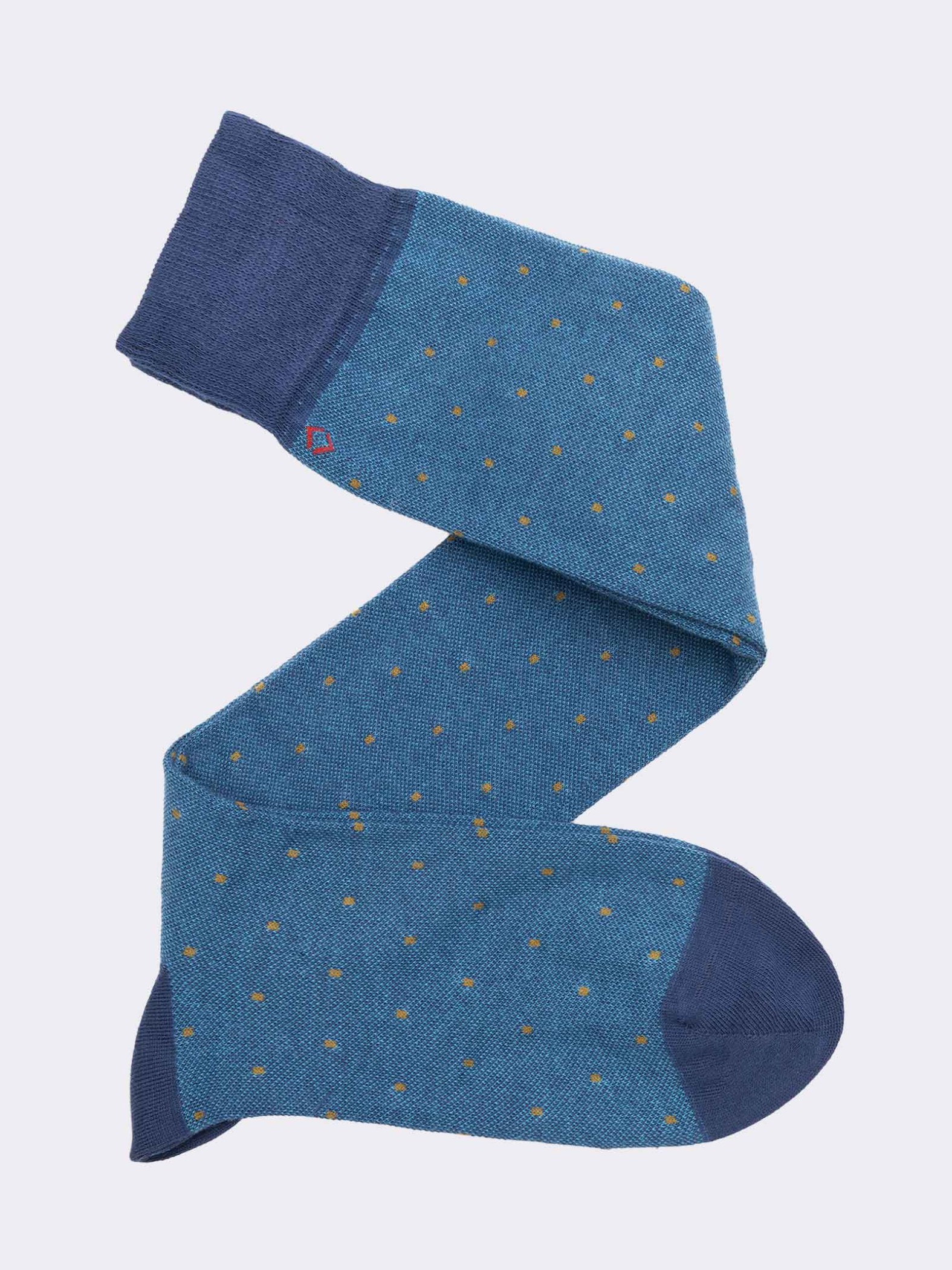 Men's Long Socks with Polka Dot Pattern in Warm Cotton - Made in Italy