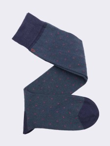 Men's Long Socks with Polka Dot Pattern in Warm Cotton - Made in Italy