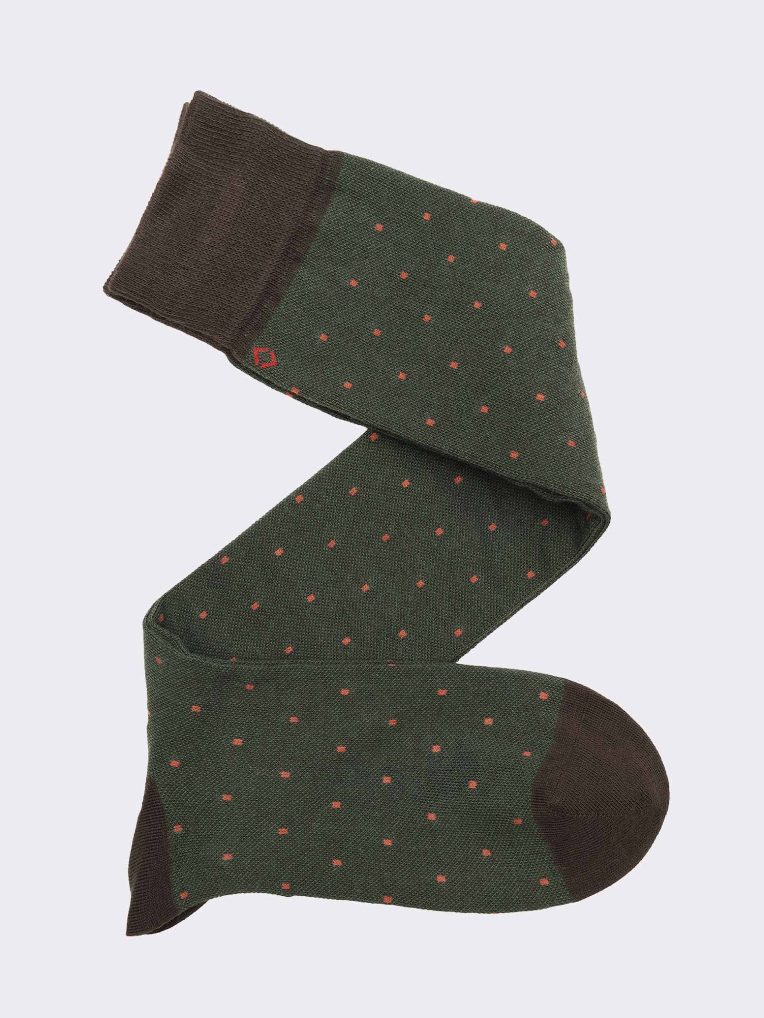 Men's Long Socks with Polka Dot Pattern in Warm Cotton - Made in Italy