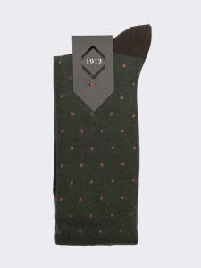 Men's Long Socks with Polka Dot Pattern in Warm Cotton - Made in Italy