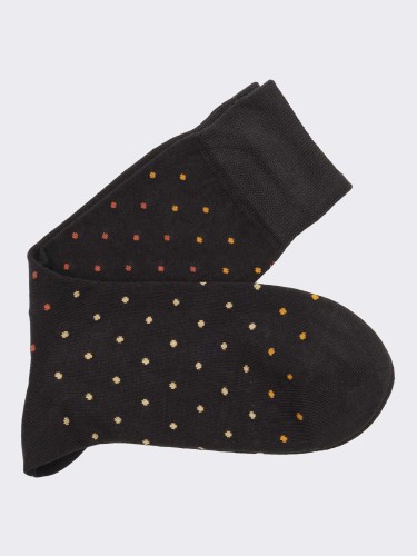 Men's Short Socks with Gradient Polka Dot Pattern in Warm Cotton - Made in Italy