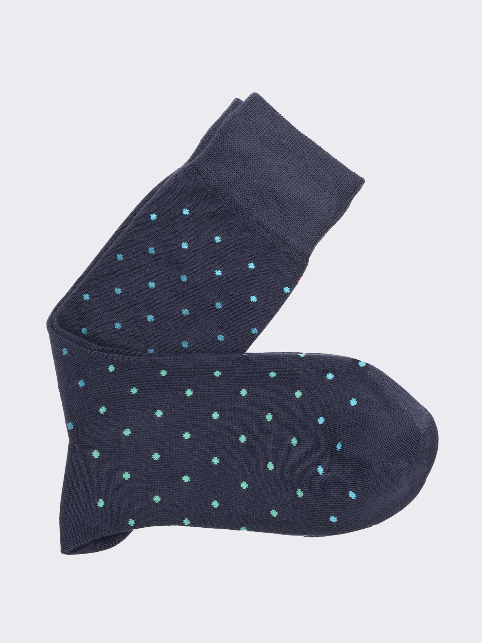 Men's Short Socks with Gradient Polka Dot Pattern in Warm Cotton - Made in Italy