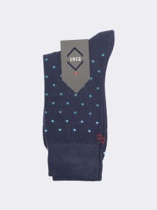 Men's Short Socks with Gradient Polka Dot Pattern in Warm Cotton - Made in Italy