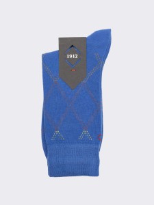 Men's Short Socks with Diamond Pattern in Warm Cotton, Made in Italy