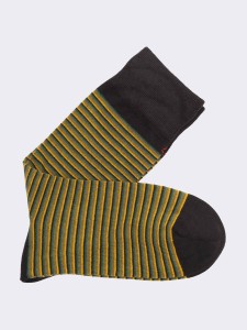 Men's Over-the-Calf Multistripe Socks in Warm Cotton - Made in Italy