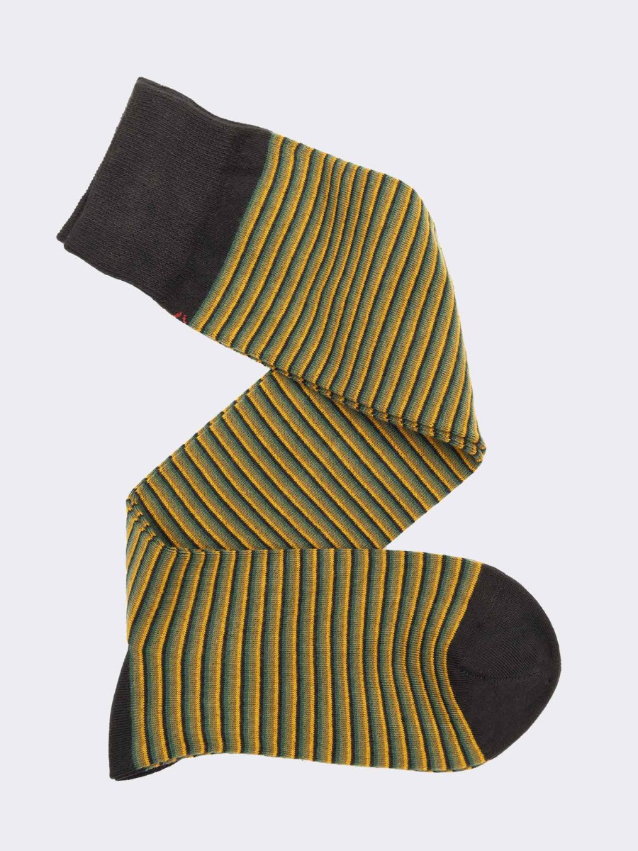 Men's Long Fancy Socks with Tie Pattern in Warm Cotton - Made in Italy