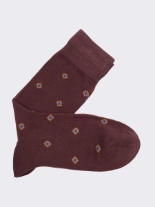 Men's Long Socks with Mini Rhombus in Warm Cotton - Made in Italy