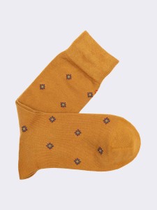 Men's Long Socks with Mini Rhombus in Warm Cotton - Made in Italy