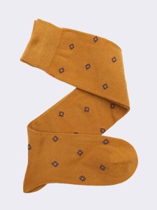 Men's Over-the-Calf Socks with Tie-Inspired Pattern in Warm Cotton - Made in Italy