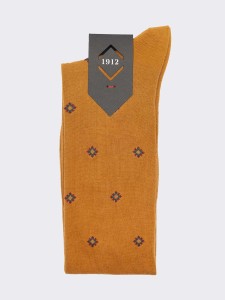 Men's Over-the-Calf Socks with Tie-Inspired Pattern in Warm Cotton - Made in Italy