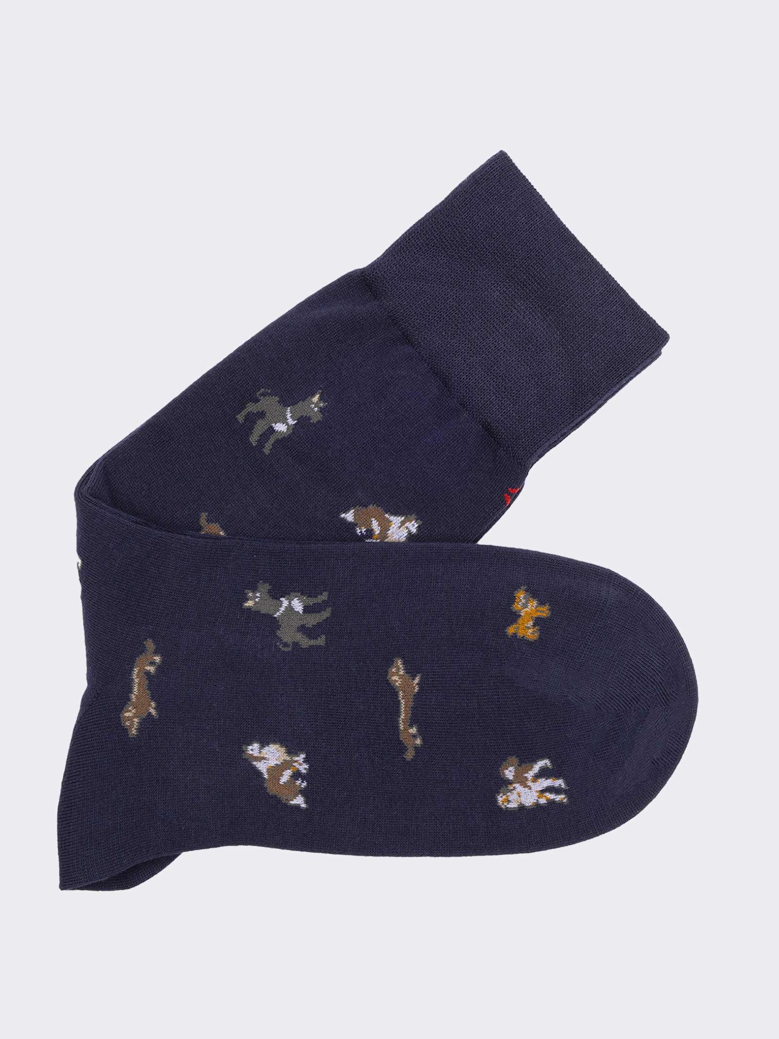 Men’s Short Socks with Dog Patterns in Warm Cotton - Made in Italy