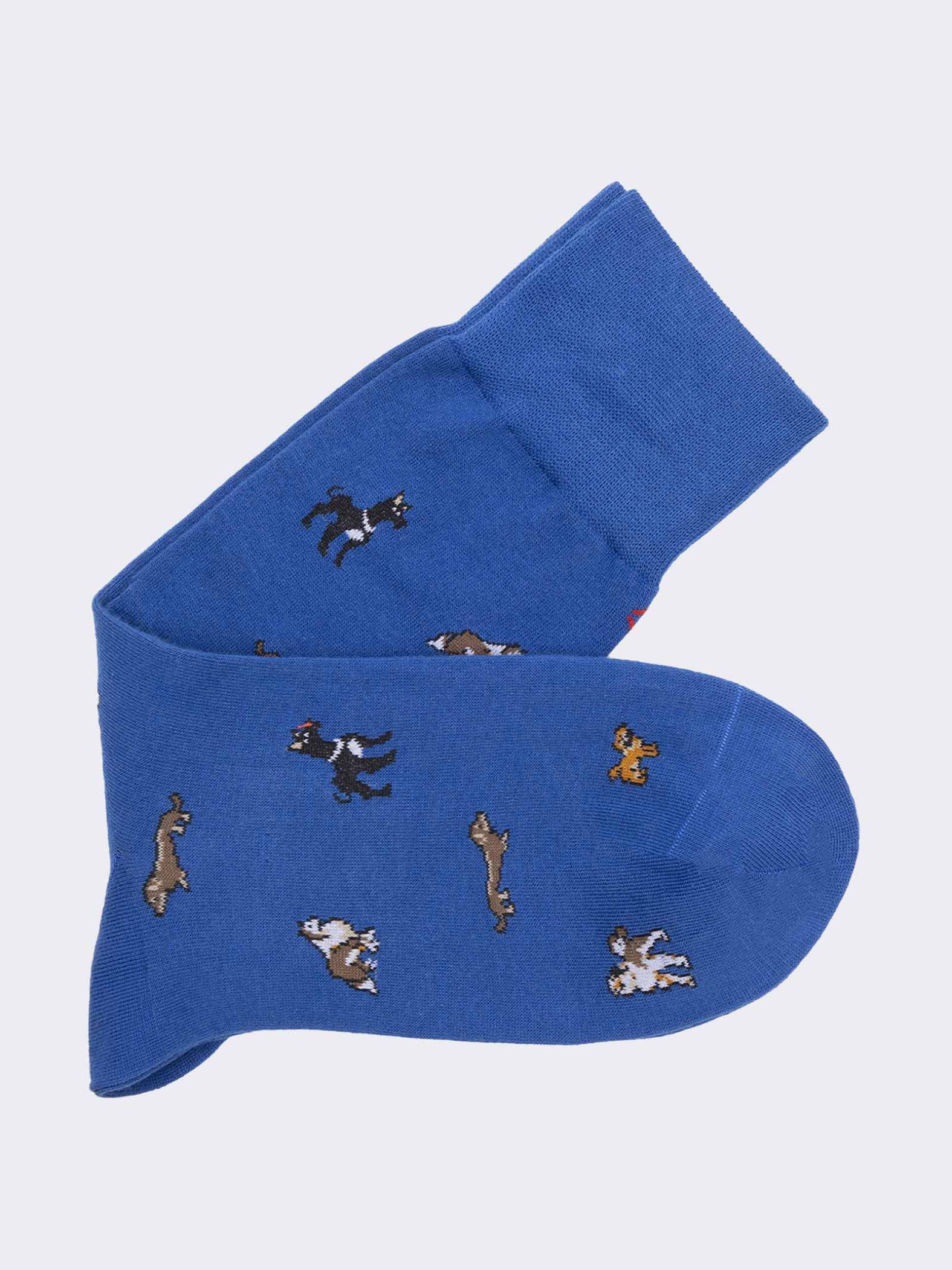 Men’s Short Socks with Dog Patterns in Warm Cotton - Made in Italy