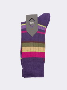 Men's Long Multicolored Striped Socks in Warm Cotton - Made in Italy