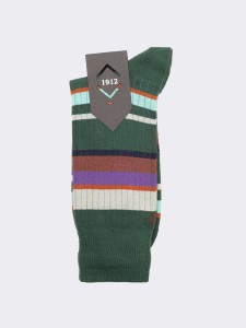 Men's Long Multicolored Striped Socks in Warm Cotton - Made in Italy