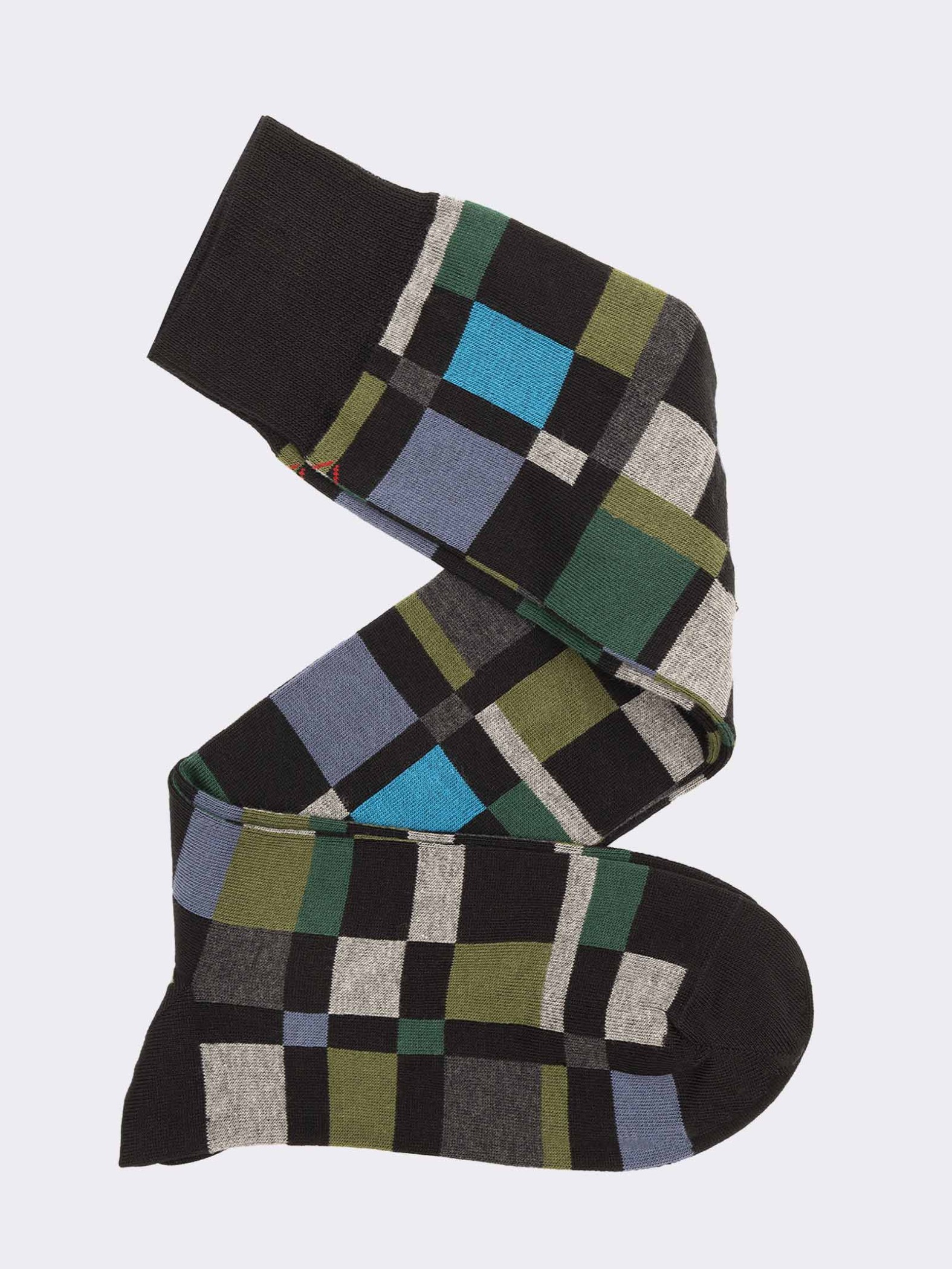 Men's Long Plaid Socks in Warm Cotton - Made in Italy