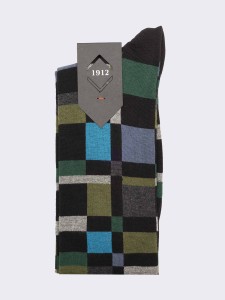 Men's Long Plaid Socks in Warm Cotton - Made in Italy