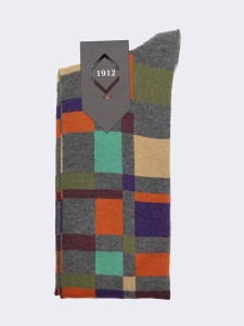 Men's Long Plaid Socks in Warm Cotton - Made in Italy