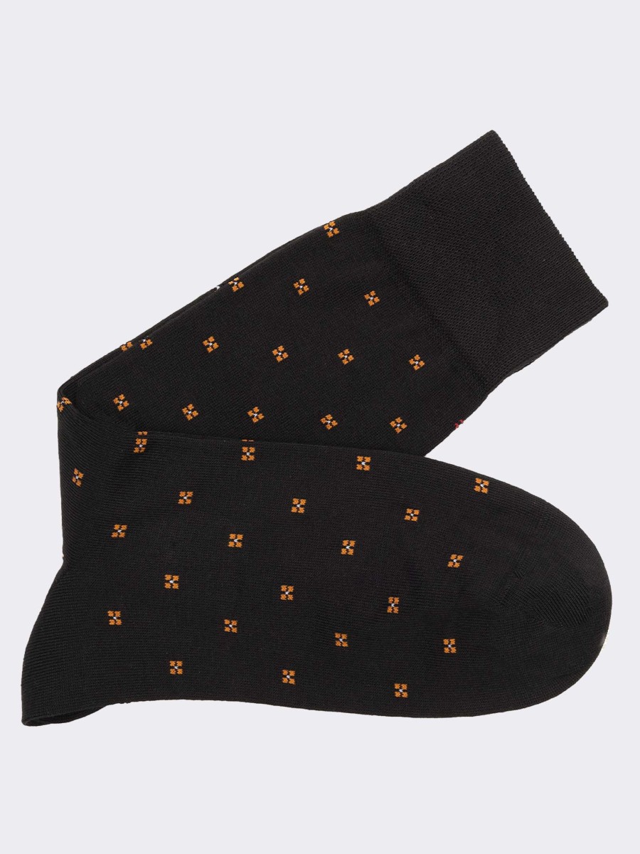 Men's Short Socks with Tie Pattern in Warm Cotton - Made in Italy