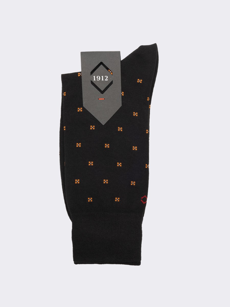 Men's Short Socks with Tie Pattern in Warm Cotton - Made in Italy