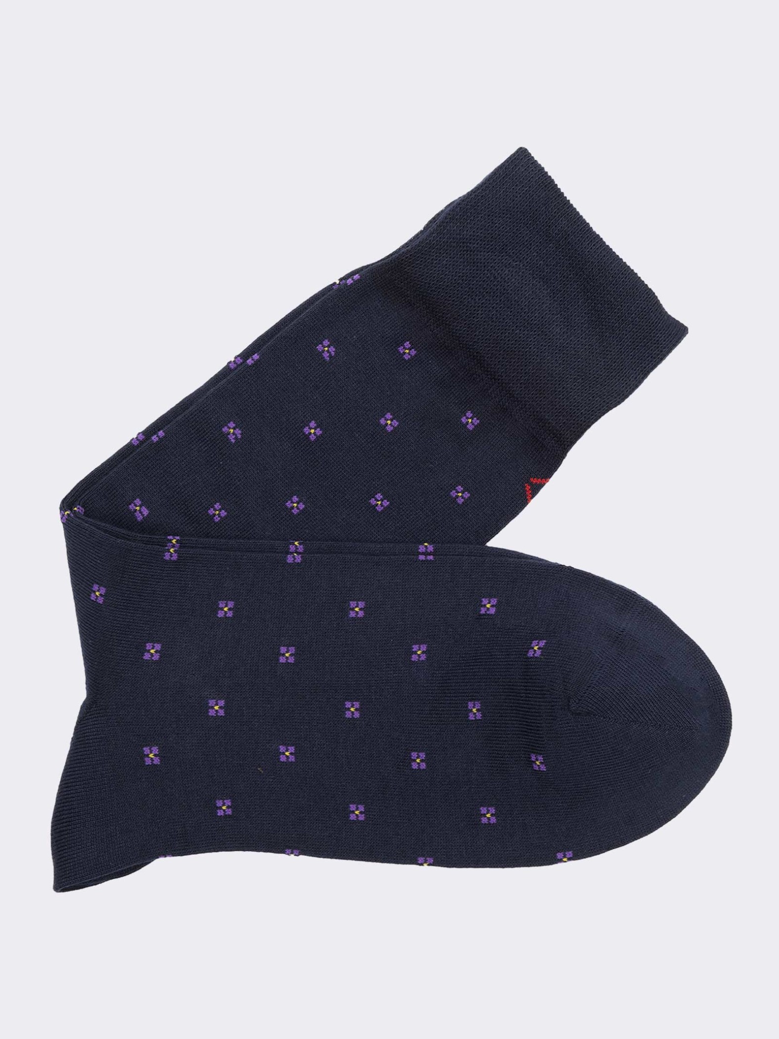 Men's Short Socks with Tie Pattern in Warm Cotton - Made in Italy