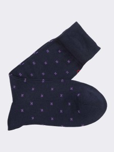 Kurze Herrensocken mit Krawattenmuster aus warmer Baumwolle - Hergestellt in Italien