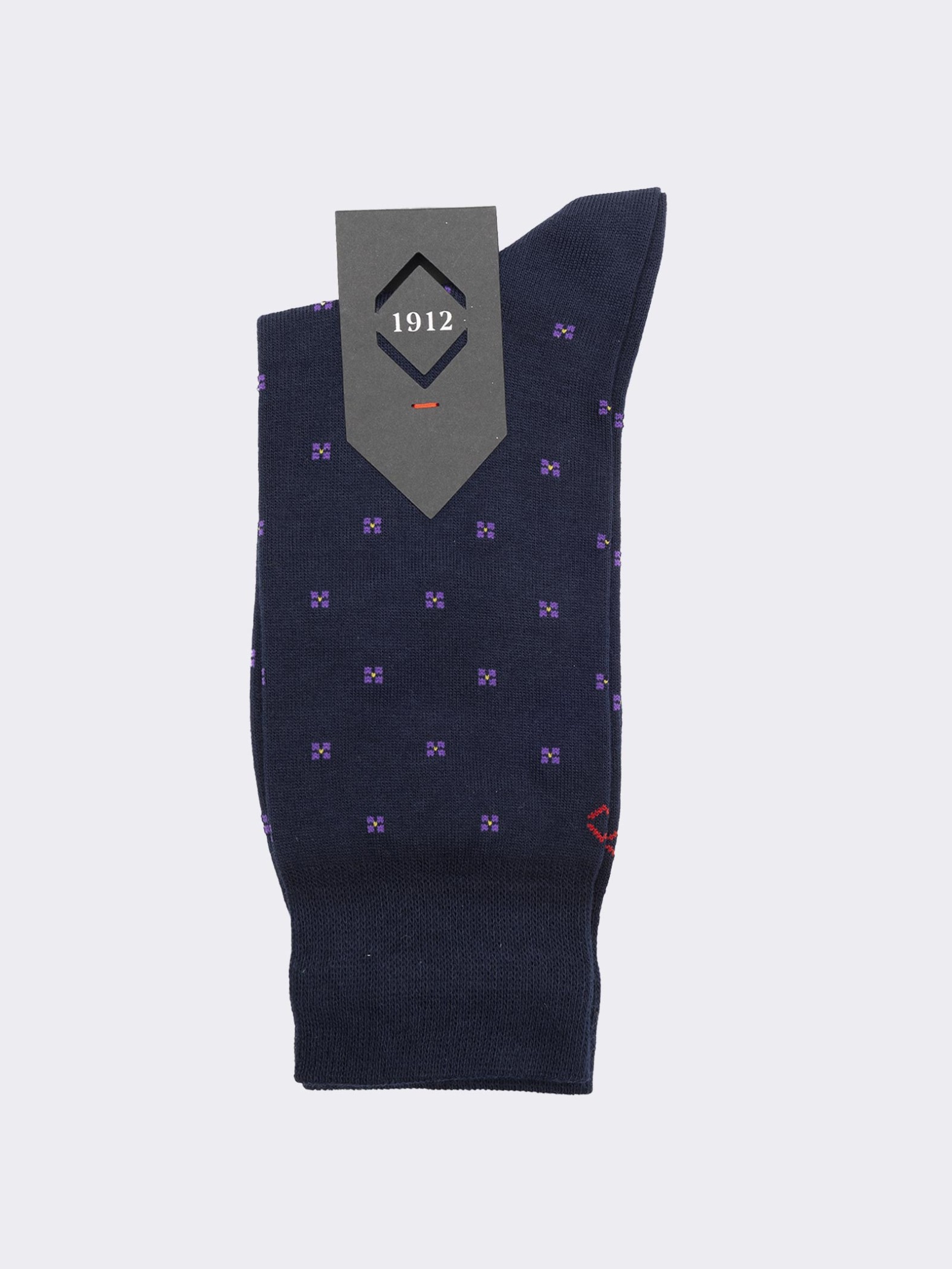 Men's Short Socks with Tie Pattern in Warm Cotton - Made in Italy