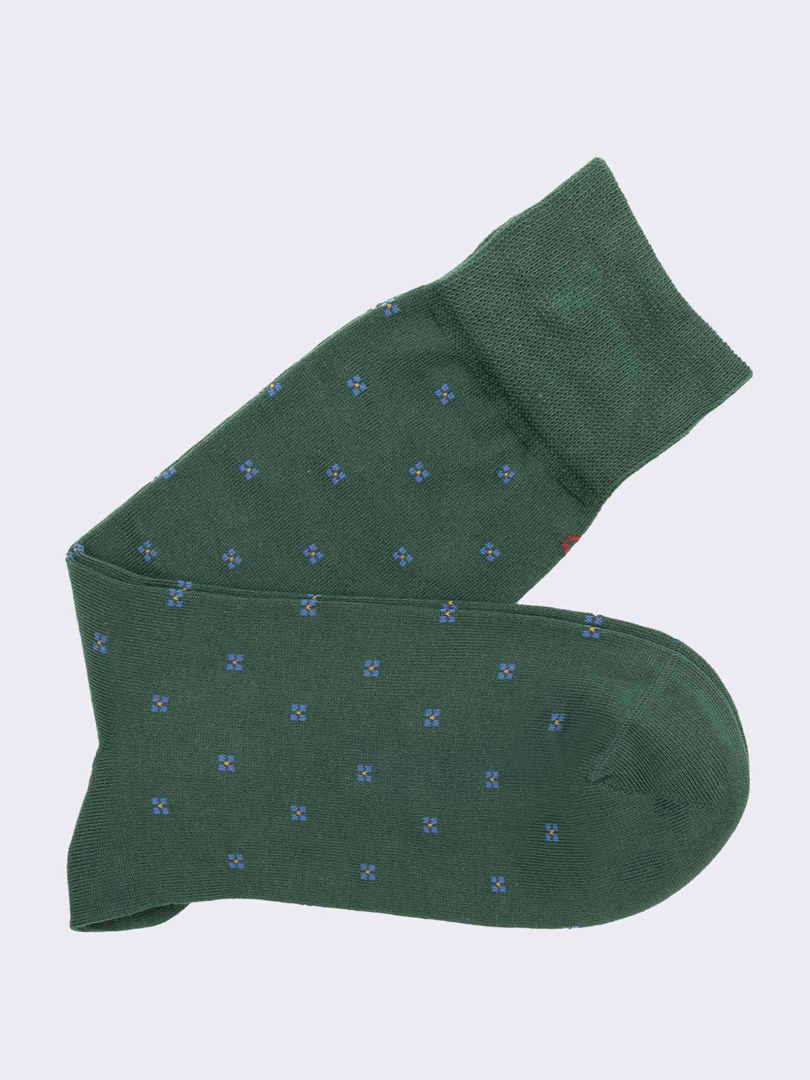 Men's Short Socks with Tie Pattern in Warm Cotton - Made in Italy