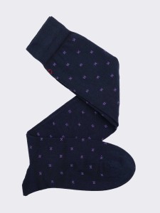 Men's Long Socks with Tie Pattern in Warm Cotton - Made in Italy