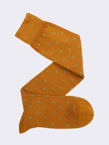 Men's Long Socks with Tie Pattern in Warm Cotton - Made in Italy