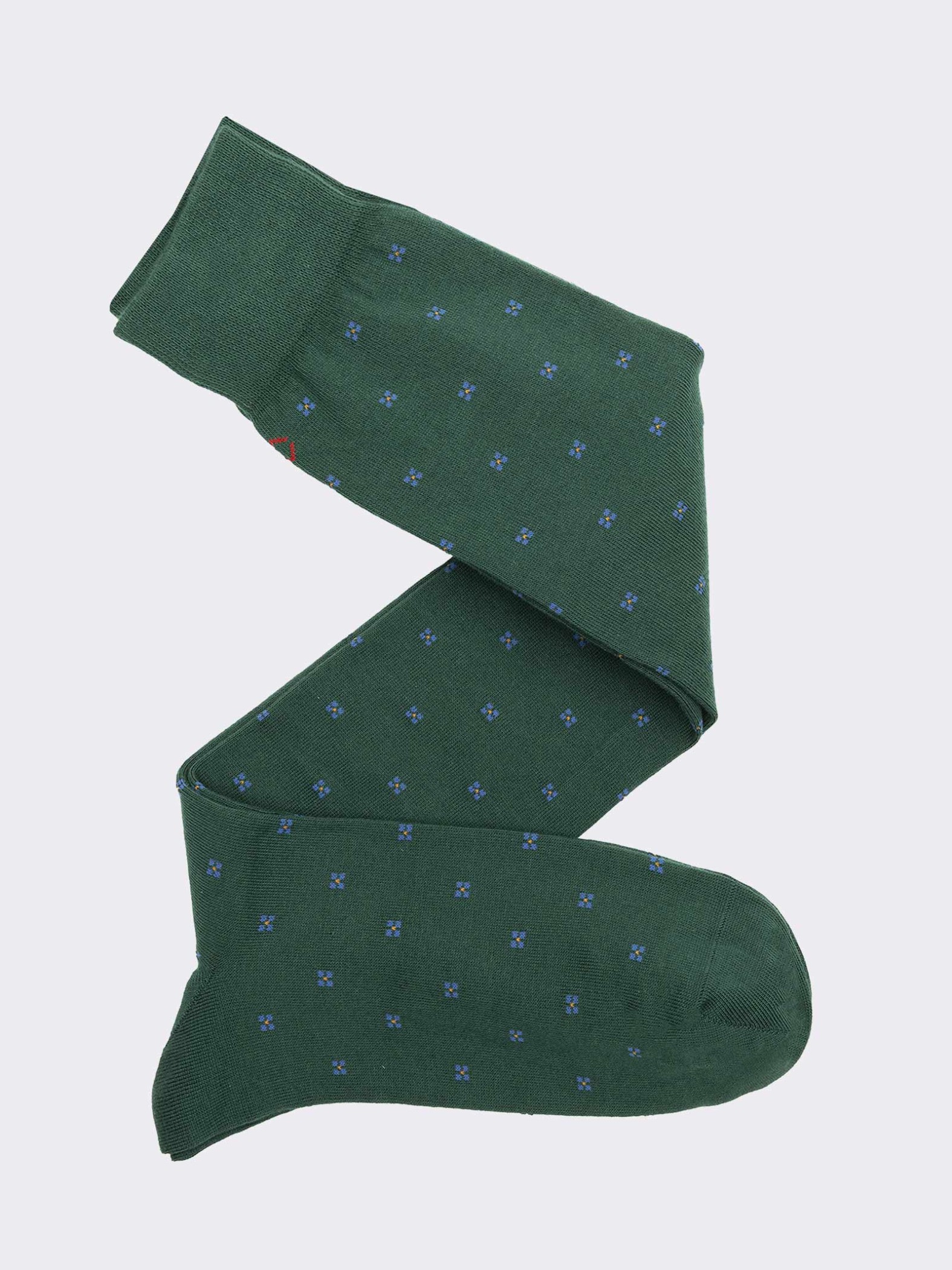 Men's Long Socks with Tie Pattern in Warm Cotton - Made in Italy