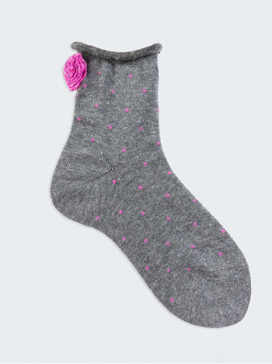 Micro pois with rose pattern Kids Crew socks