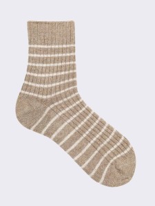 Women's Short Striped Cashmere Blend Socks - Made in Italy