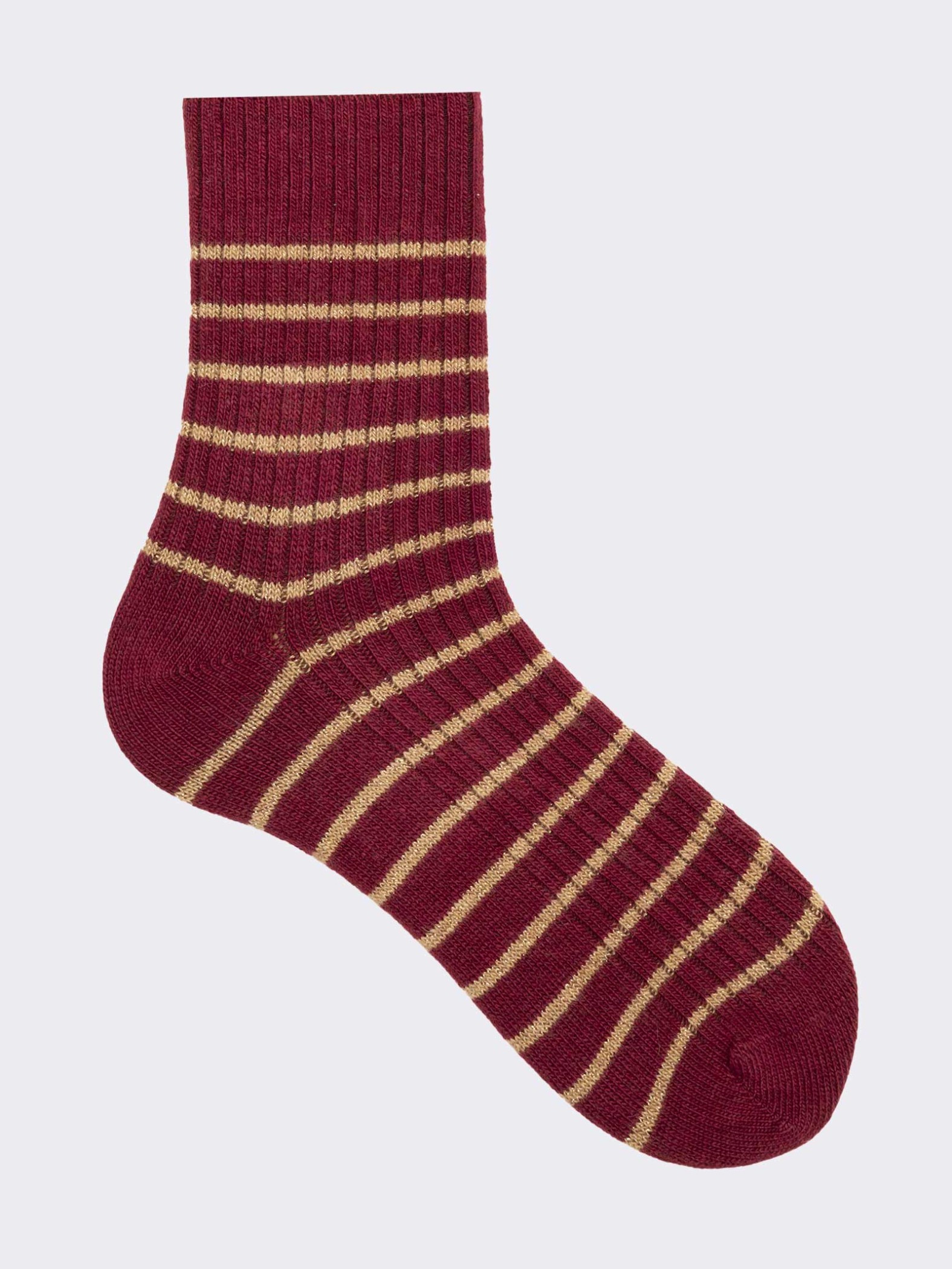 Kurze Damensocken mit Streifenmuster aus Kaschmirmischung - Made in Italy