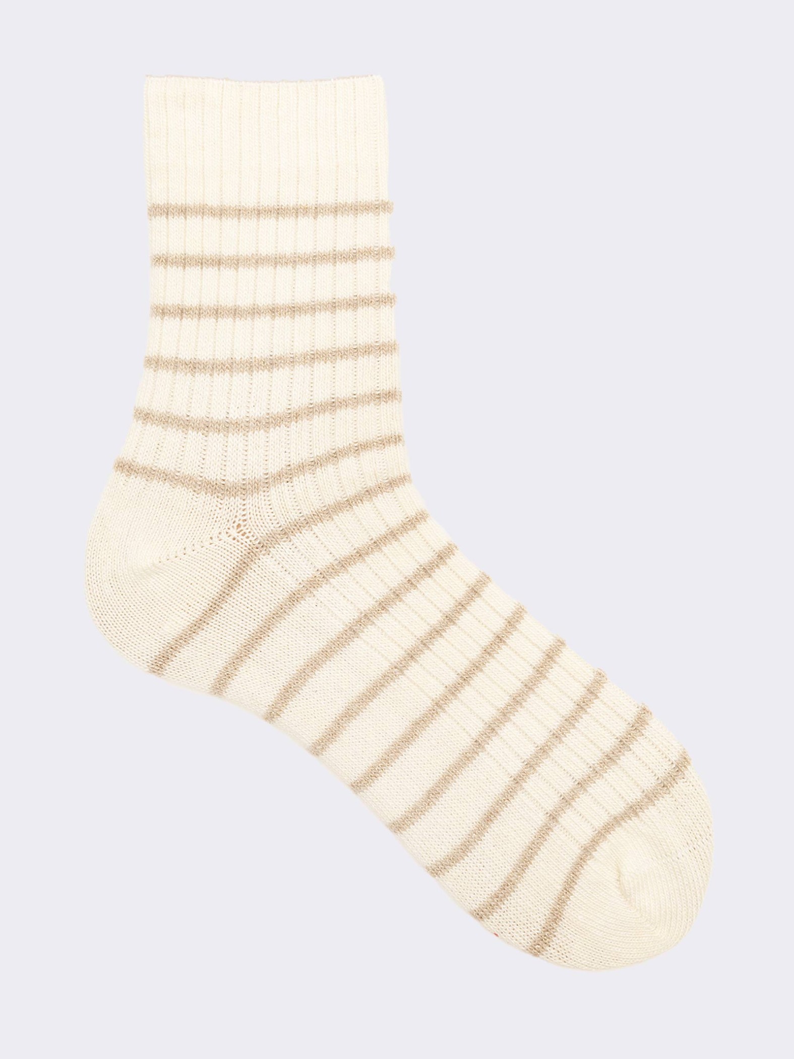 Women's Short Striped Cashmere Blend Socks - Made in Italy