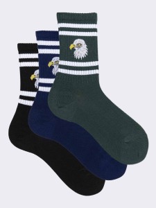 Kids' Short Cotton Socks with Eagle Design