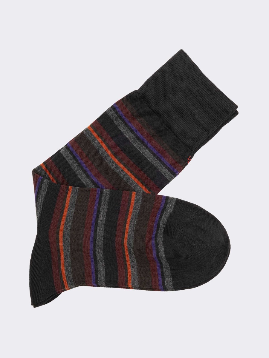 Men's Short Wool Socks with Striped Pattern – Made in Italy