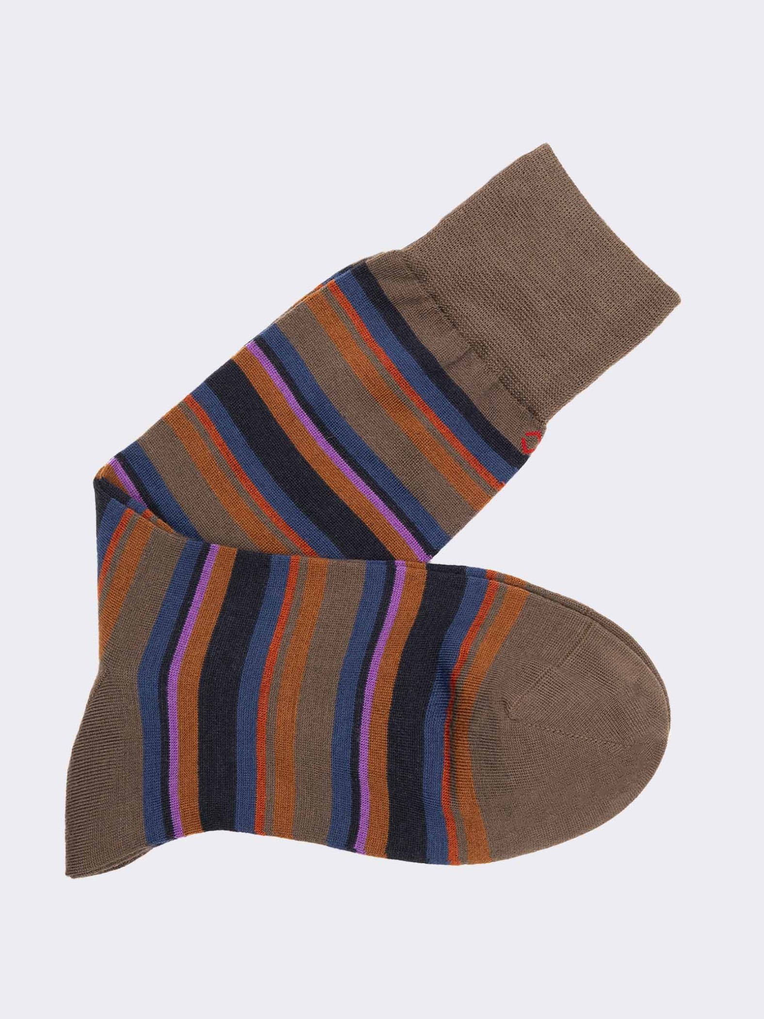 Men's Short Wool Socks with Striped Pattern – Made in Italy