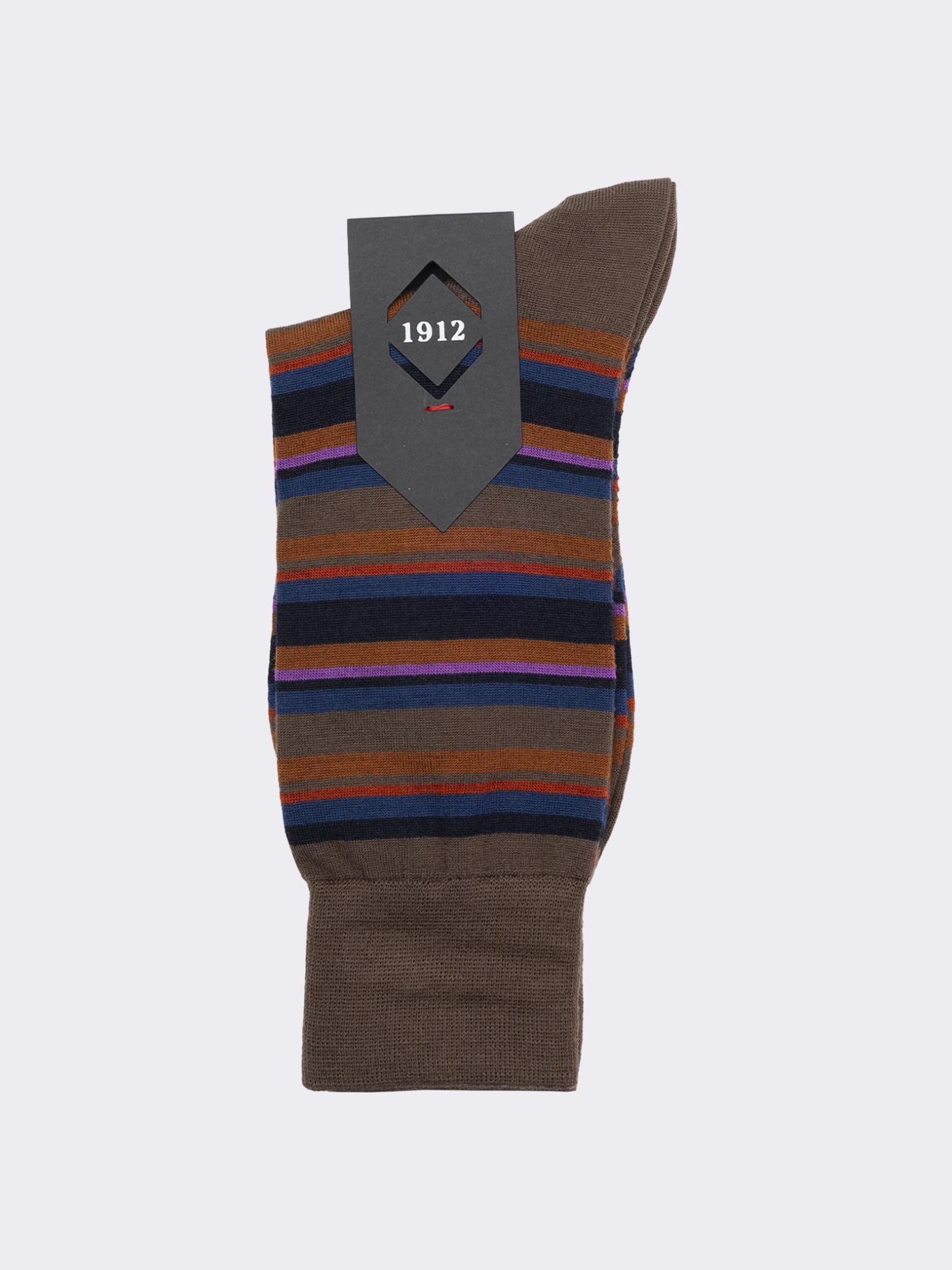 Men's Short Wool Socks with Striped Pattern – Made in Italy