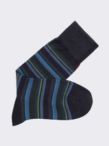 Kurze Herrensocken mit Streifenmuster aus Wolle – Hergestellt in Italien