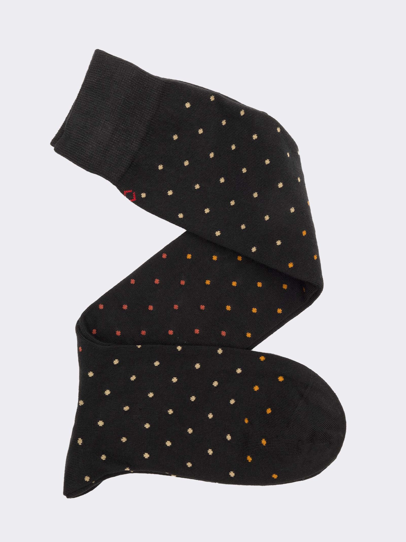 Men's Long Socks with Ombre Polka Dot Pattern in Warm Cotton - Made in Italy