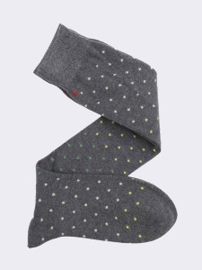 Men's Long Socks with Ombre Polka Dot Pattern in Warm Cotton - Made in Italy