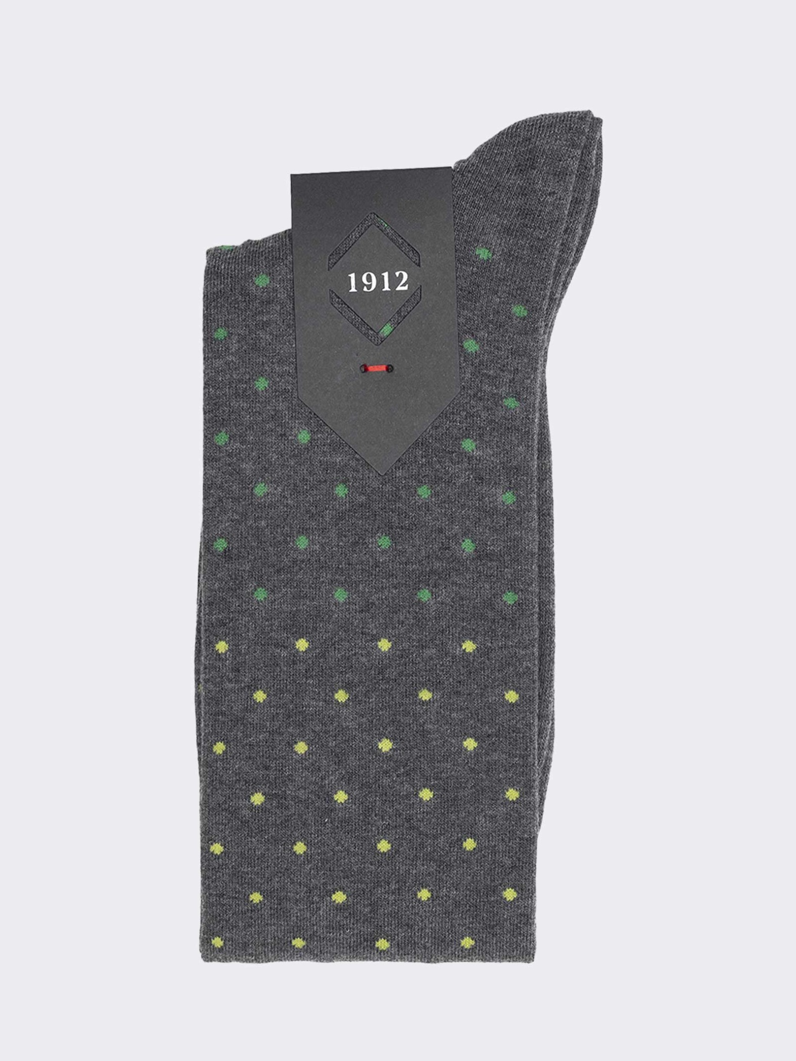 Men's Long Socks with Ombre Polka Dot Pattern in Warm Cotton - Made in Italy