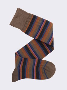 Men's Long Striped Wool Socks - Made in Italy