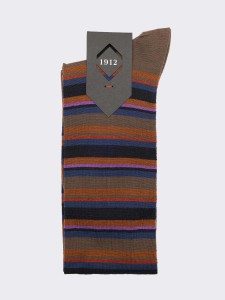 Men's Long Striped Wool Socks - Made in Italy