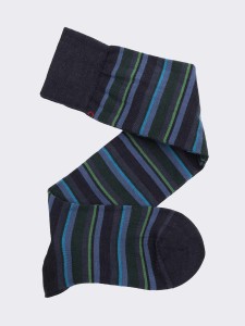 Men's Long Striped Wool Socks - Made in Italy